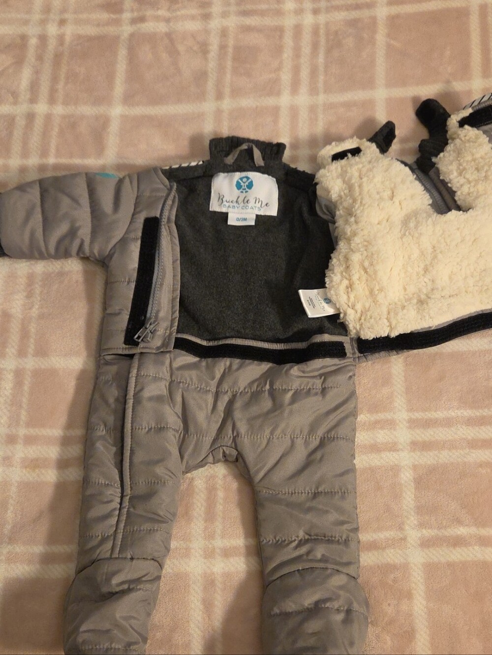 Buckle Me Baby Coats Car Seat Snowsuit - Gray 0-3M